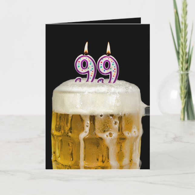 Cartão Cerveja de aniversário de 99 anos em preto (Frente)