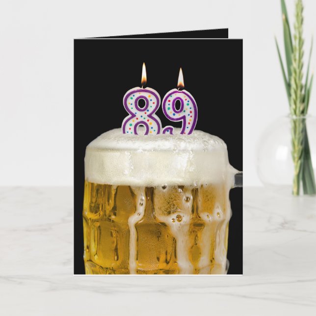 Cartão Cerveja de aniversário do 89º aniversário em preto (Frente)