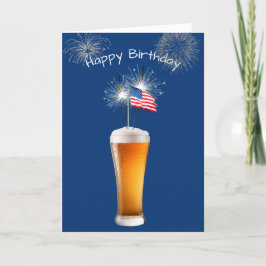 Cartão Cerveja de Aniversário Patriótica com Espargueiros