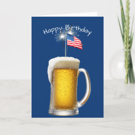Cartão Cerveja de Aniversário Patriótica com Espargueiros