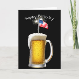 Cartão Cerveja de Aniversário Patriótica com Espargueiros