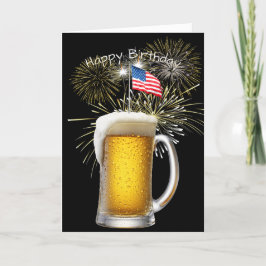 Cartão Cerveja de Aniversário Patriótica com Espargueiros