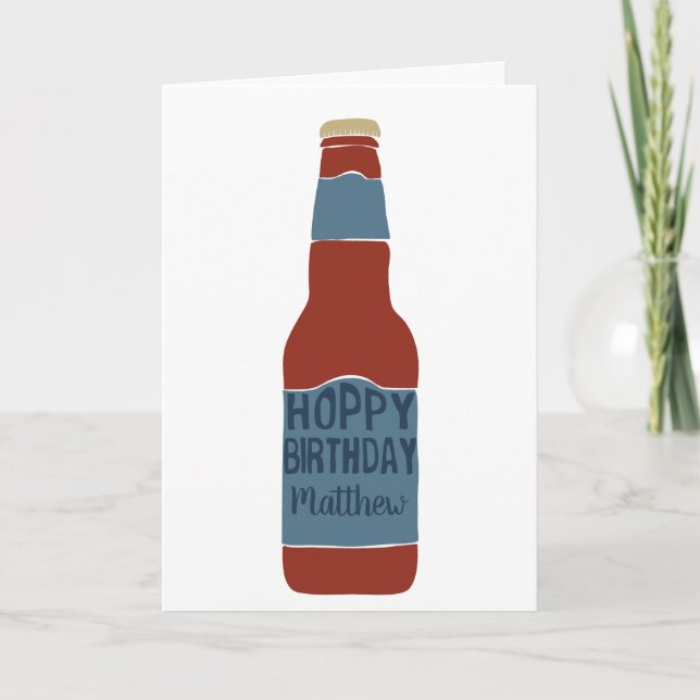 Cartão Cerveja Personalizada Amante Hoppy Aniversário (Frente)