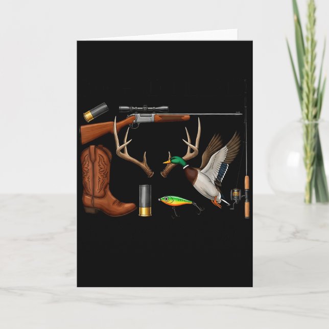 Cartão Cervo Pato Peixe Caça Olá Temporada de Caça Cristo (Frente)