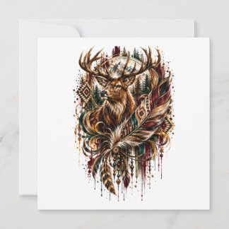 Cartão Cervo Tribal Boho, Sonhando com Cervo