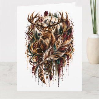 Cartão Cervo Tribal Boho, Sonhando com Cervo