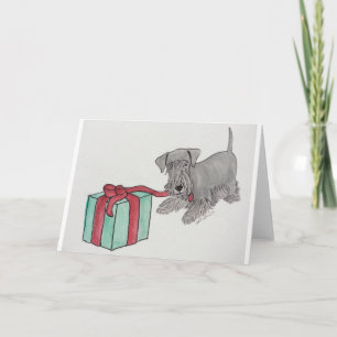 Cartão Cesky Terrier com presente