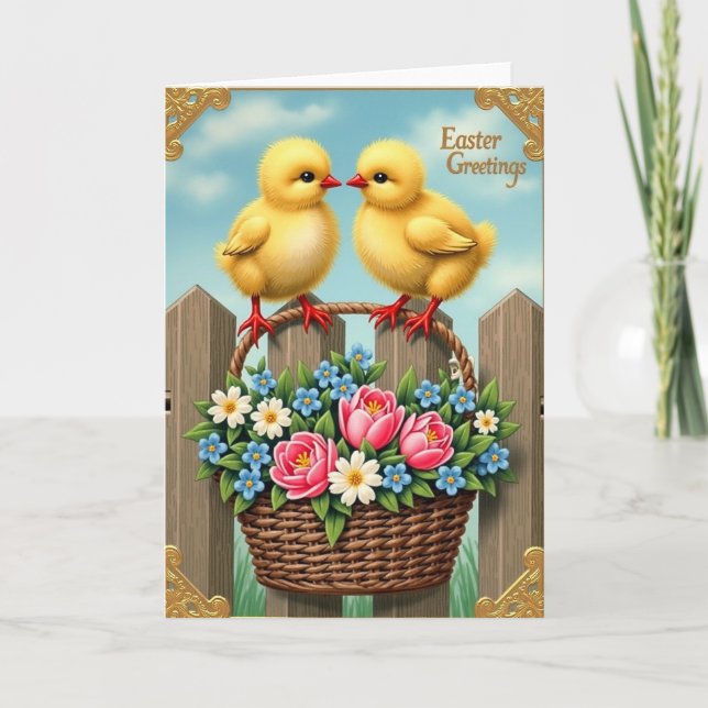 Cartão Cesta de Card de Recém-Nascidos da Primavera (Frente)