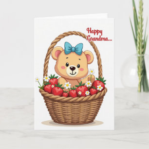 Cartão Cesta de Morango do Urso Carta da Mãe