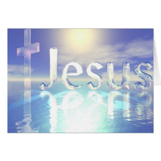 Cartão Céu azul de Jesus com cruz de vidro