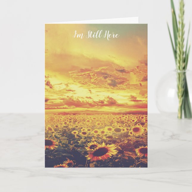 Cartão Céu ouro, Girassóis e Comfort Poem Simpatia (Frente)