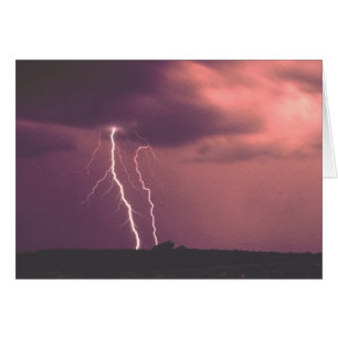 Cartão Céus vermelhos com relâmpago