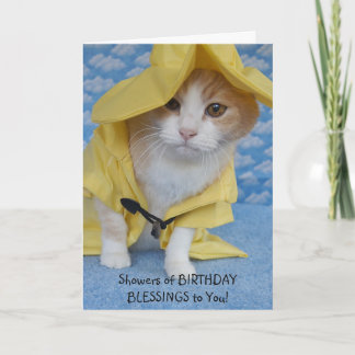 Cartão Chá bonito customizável do gato do aniversário das