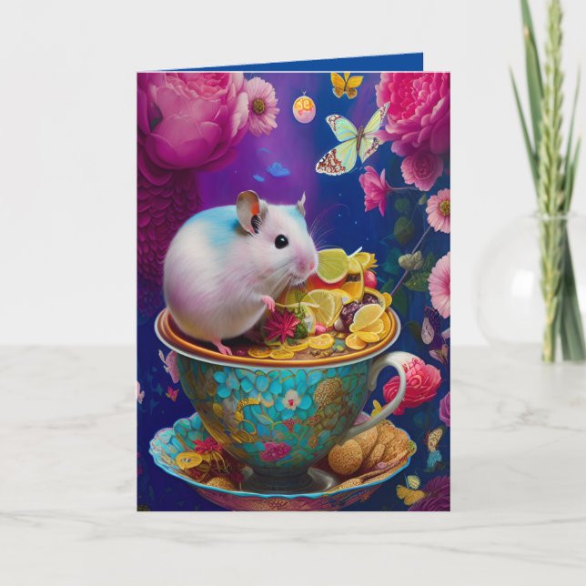 Cartão Chá da Xícara de Chá do Hamster Sírio Mais Fofo (Frente)
