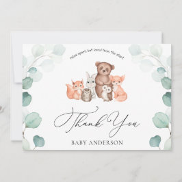 Cartão Chá de animais florestais por e-mail Obrigado Cart