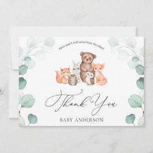 Cartão Chá de animais florestais por e-mail Obrigado Cart