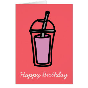 Cartão Chá de bolha cor-de-rosa com leite