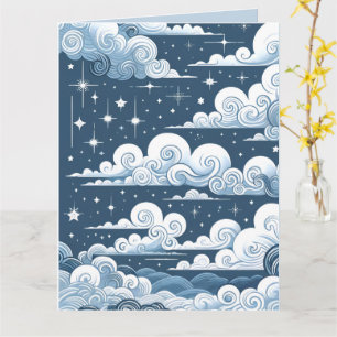 Cartão Chá de fraldas branco azul celeste