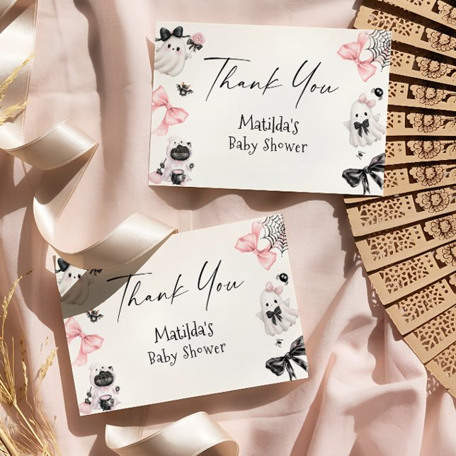 Cartão Chá de fraldas Da Menina Boo Obrigado (Criador carregado)