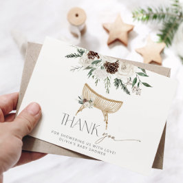 Cartão Chá de fraldas de infantário de inverno, obrigado 