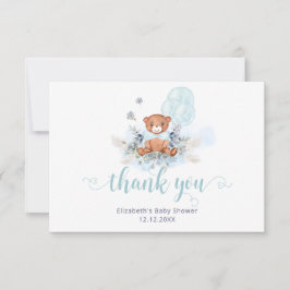Cartão Chá de fraldas De Teddy Bear Boy Obrigado
