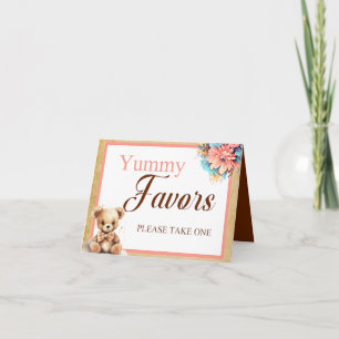 Cartão Chá de fraldas De Urso Rosa Boho Yummy Favorece Me