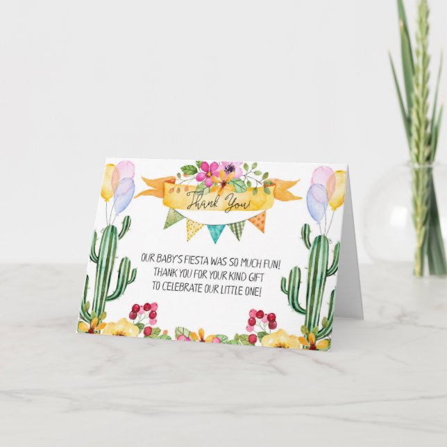 Cartão Chá de fraldas Fiesta Obrigado (Frente)