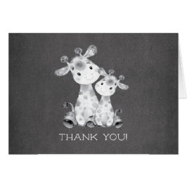 Cartão Chá de fraldas Girafa de Quadro Chalkboard Obrigad