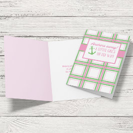 Cartão Chá de fraldas Náutico Da Rapariga Anchura