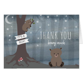 Cartão Chá de fraldas Noite De Urso Da Madeira Obrigado