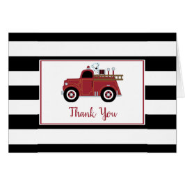 Cartão Chá de fraldas Vintage Fire Truck Obrigado Nota