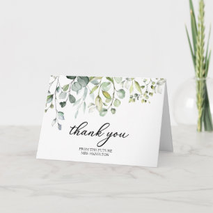 Cartão Chá de panela Eucalyptus Bonito Verde Obrigado