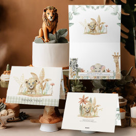 Cartão Chá Safari Little King Lion Zebra Giraffe