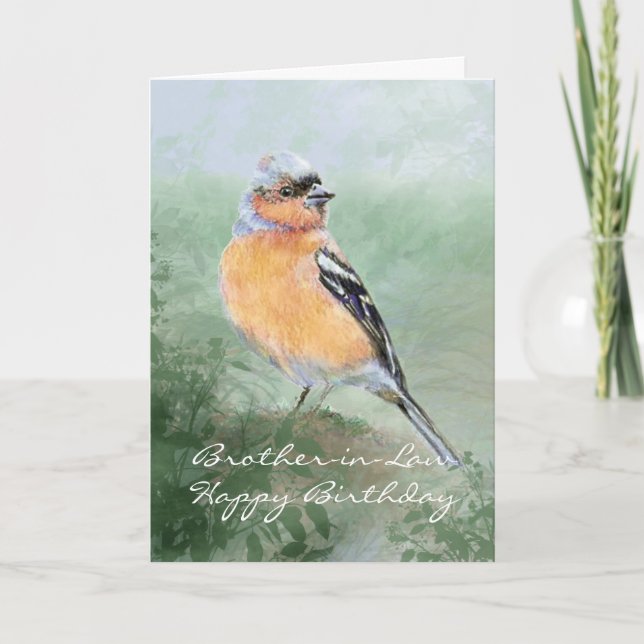 Cartão Chaffinch Bird Happy Birthday Brother-in-Law (Frente)