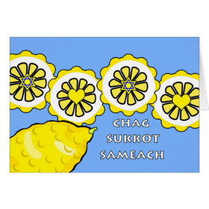 Cartão Chag Sukkot Sameach, Whole Etrog e Slices