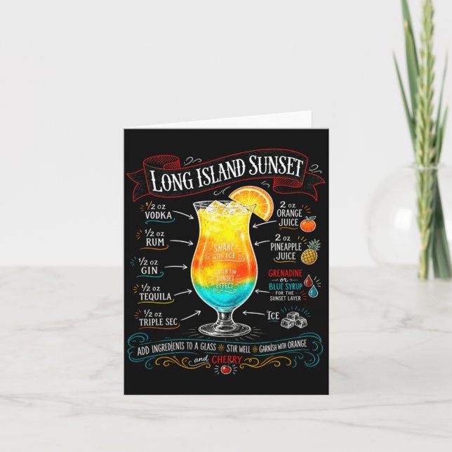 Cartão Chalkboard Long Island Sunset tail Recipe Trocal (Frente)