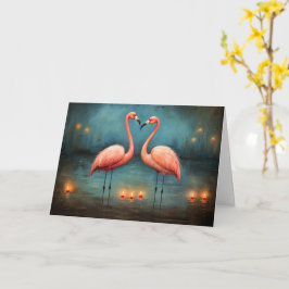 Cartão Chama Eterna do Namorados do Amor Flamingos