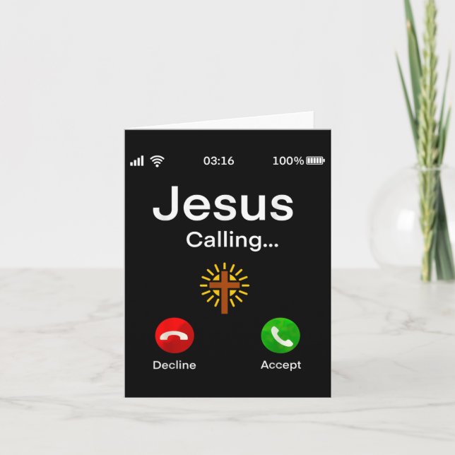 Cartão Chamada Engraçada De Jesus, Jesus Chamando Tea (Frente)