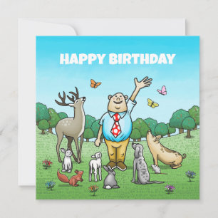 Cartão Chamando todos os animais para um feliz aniversári