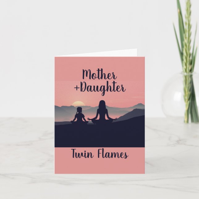 Cartão Chamas Gêmeas de Mãe e Filha (Frente)