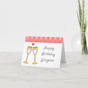 Cartão Champagne Glasses Happy Birthday Card