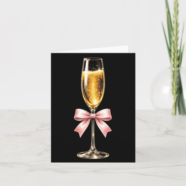 Cartão Champagne With Nk Bow For Women Luxurious New Year (Frente)