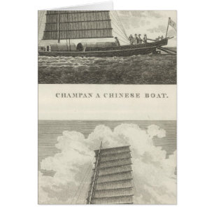 Cartão Champan, um barco chinês em Formosa