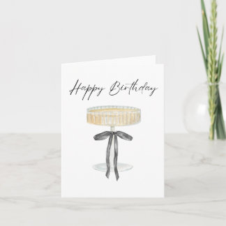 Cartão Champanhe Black Ribbon Arco Watercolor Aniversário