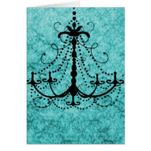 Cartão Chandelier em Vintage Teal Background