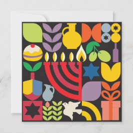 Cartão Chanukah Hanukkah Menorah Rosquinha Estrelas Judai