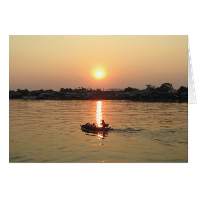 Cartão Chao Phraya River Sunset ... Ayutthaya, Tailândia (Frente Horizontal)