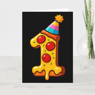 Cartão Chapéu de Aniversário de 1 Ano de Idade Pizza para