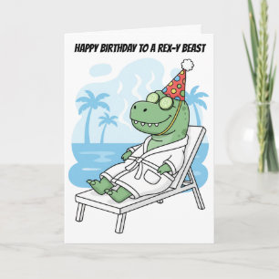 Cartão Chapéu de Aniversário de T-Rex de Dia de Spa Dinos