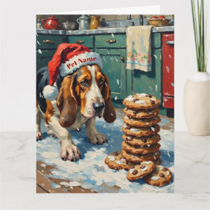 Cartão Chapéu de Basset Hound Farejando Trilha de Biscoit
